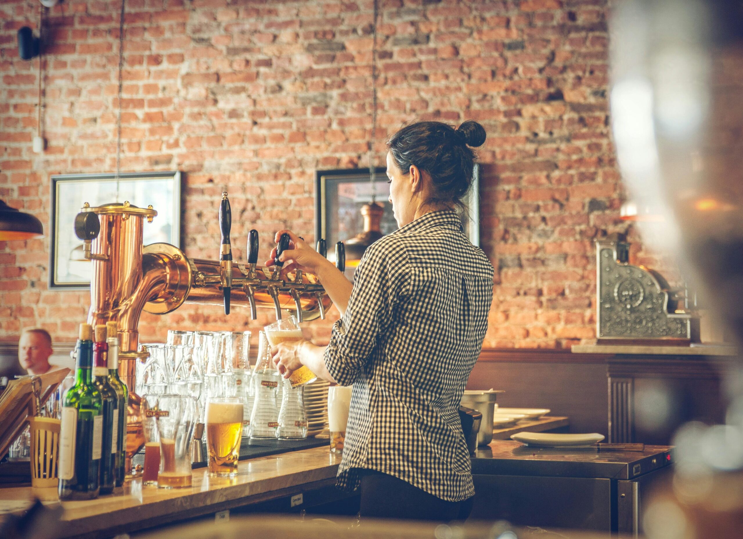 Bartender making drinks