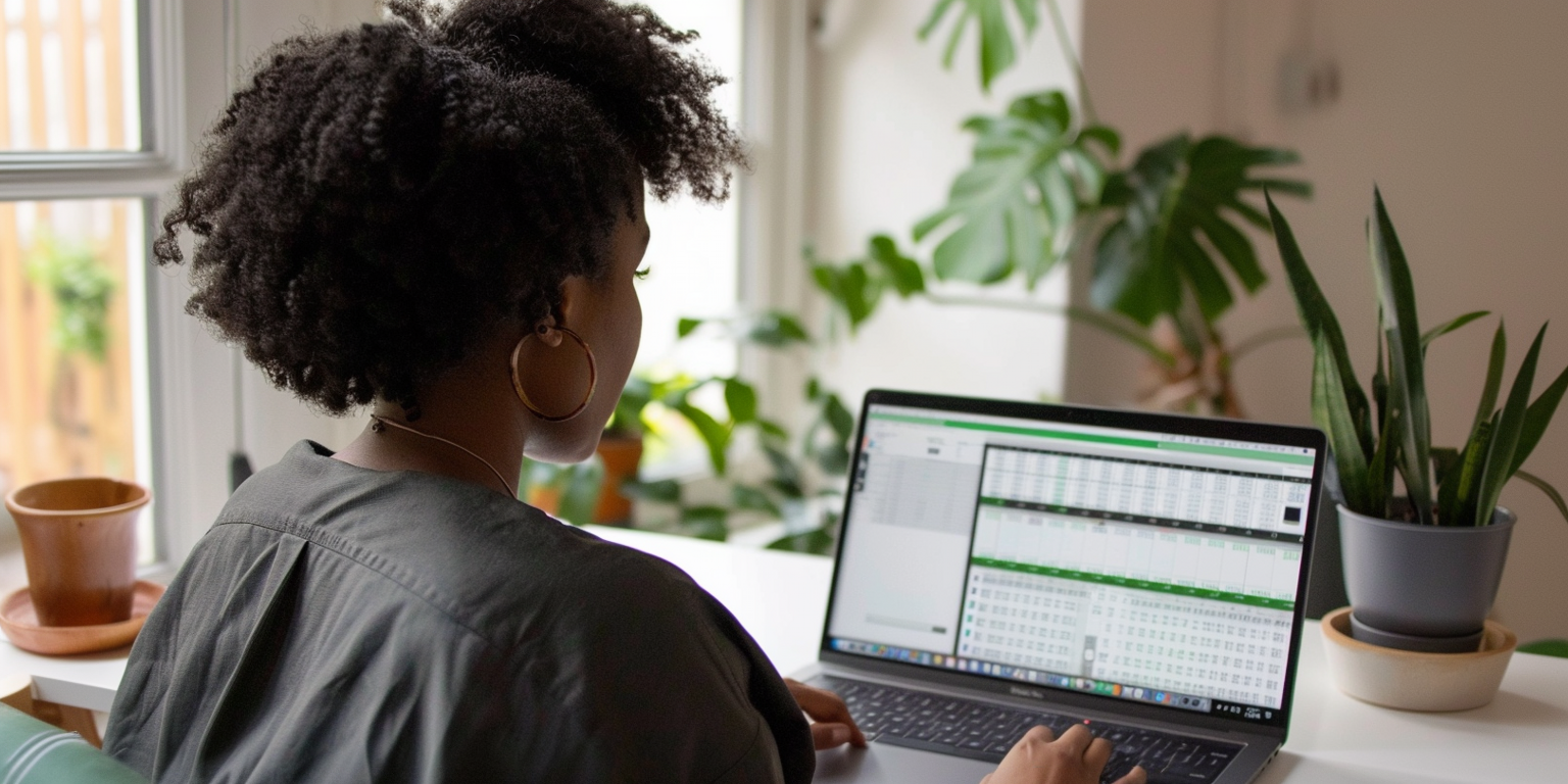 gross vs net income - woman calculating at desk