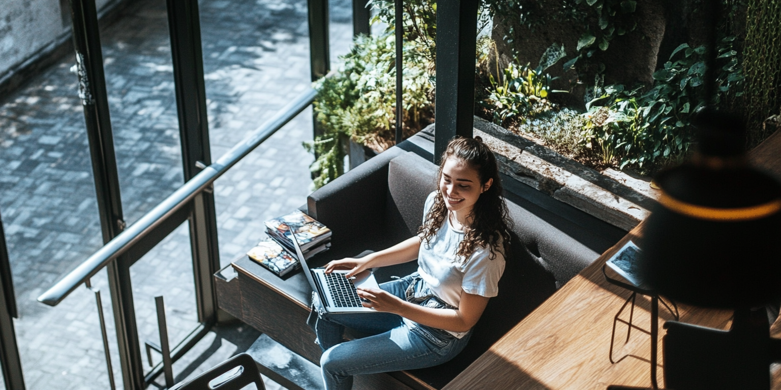 How To Do Payroll In Utah - lady sitting on the couch holding a laptop