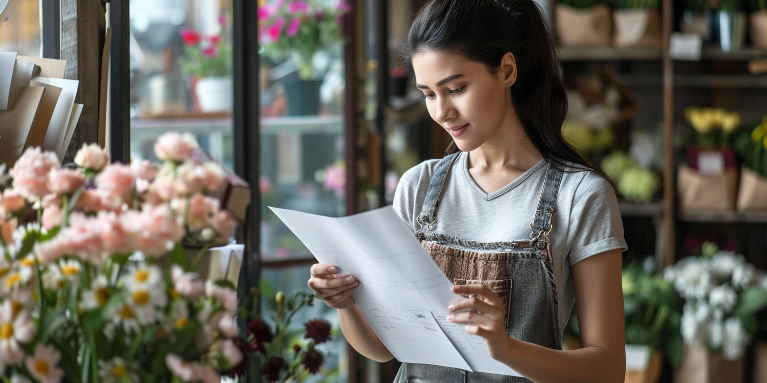 how to start a flower shop - lady in her flower shop