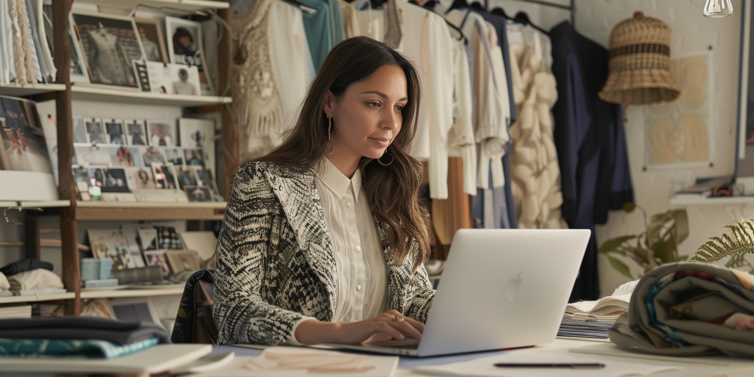 how to start a women's clothing business? Woman planning in her office.