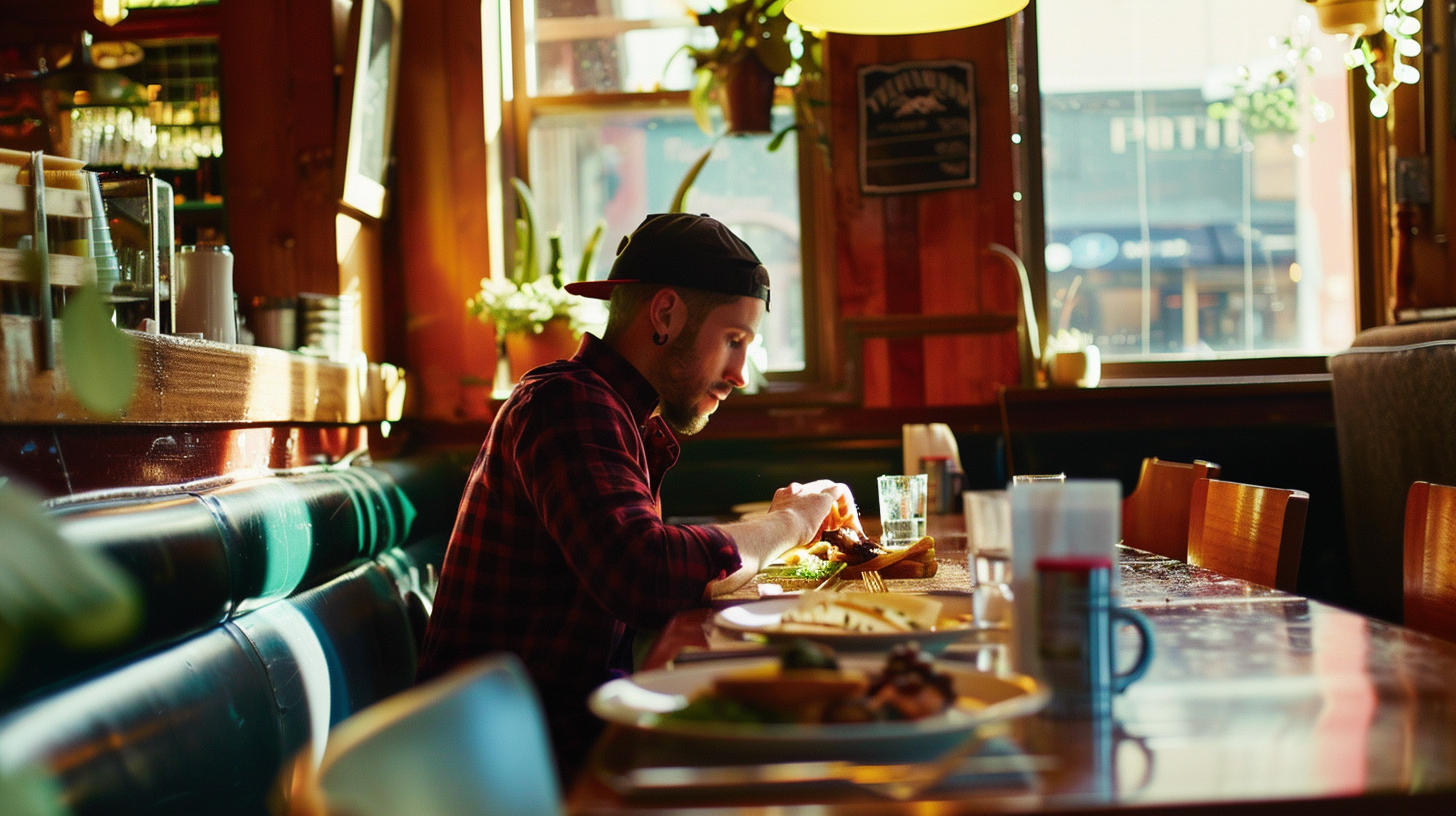 per diem chicago - man eating at a restaurant