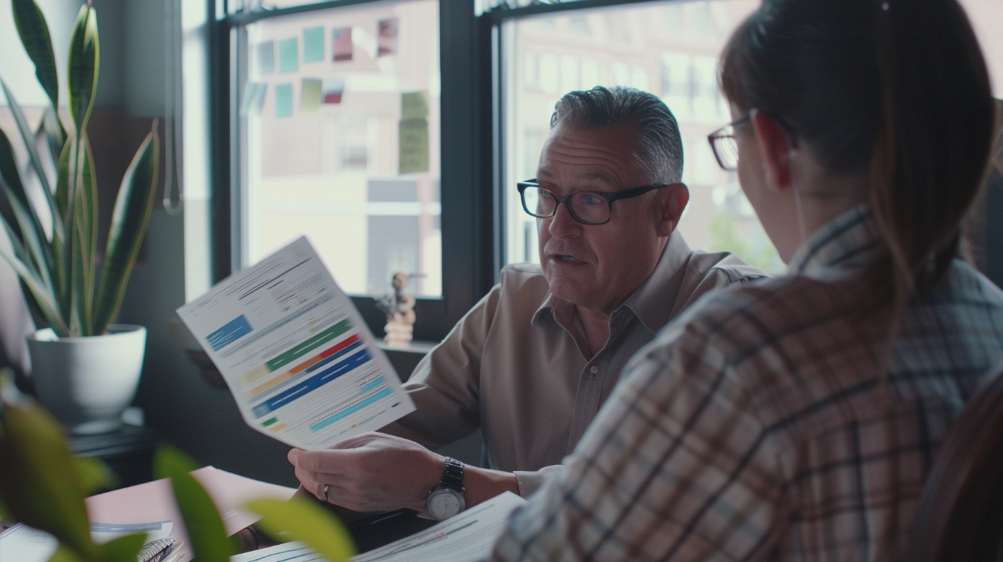 what is agi income? man and woman discussing agi income on a desk